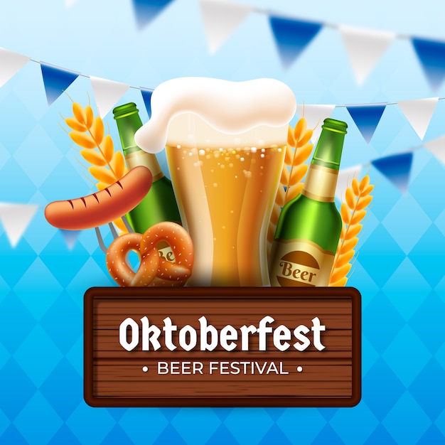 Vetor ilustração realista para celebração da oktoberfest