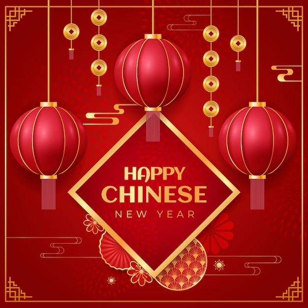 Ilustração realista para o festival do ano novo chinês