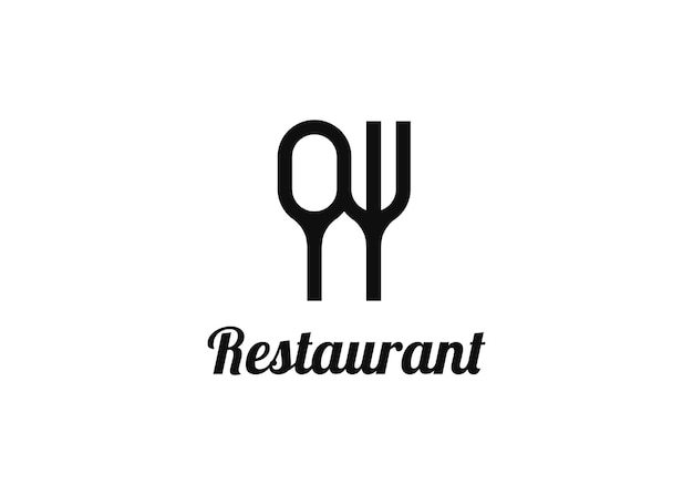 Ilustração restaurante com design de logotipo simples colher e garfo.