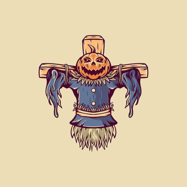 Ilustração retrô de halloween de abóbora