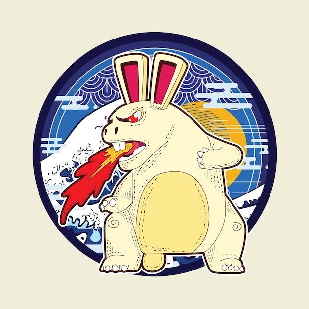 Ilustração rich rabbit para o logotipo, caderno e plano de fundo do ano novo