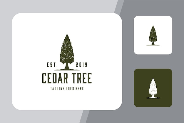 Ilustração rústico retro vintage evergreen, pines, spruce, cedar trees logo design