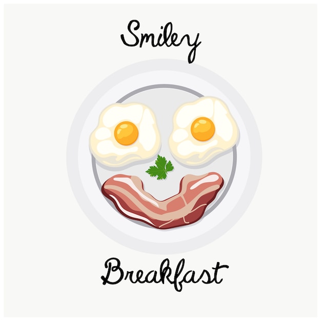 Ilustração saborosa do sorriso da placa do alimento de café da manhã.
