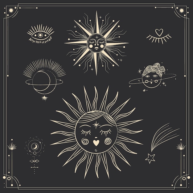 ilustração sagrada mágica e mística em estilo retro vintage de gravura