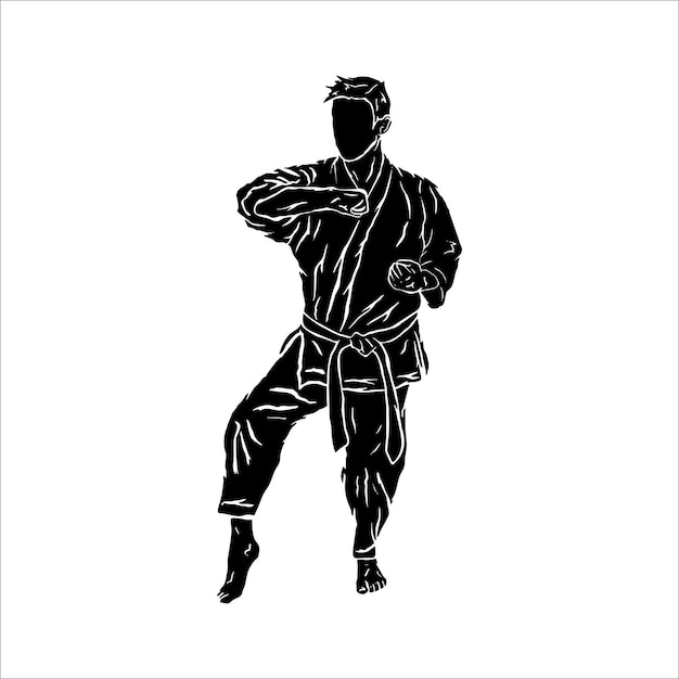 Ilustração silhueta de karateka