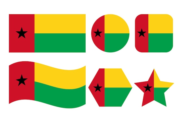 Ilustração simples da bandeira da Guiné-Bissau para o dia da independência ou eleição. Ícone simples para web
