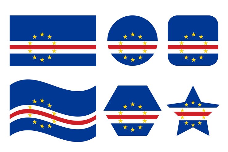 Ilustração simples da bandeira de Cabo Verde para o dia da independência ou eleição. Ícone simples para web
