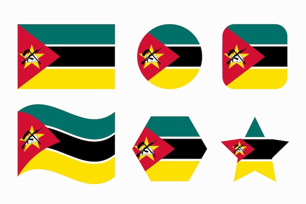 Ilustração simples da bandeira de moçambique para o dia da independência ou eleição. ícone simples para web