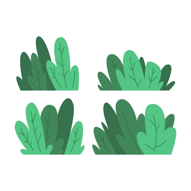 Ilustração simples de arbusto plano verde