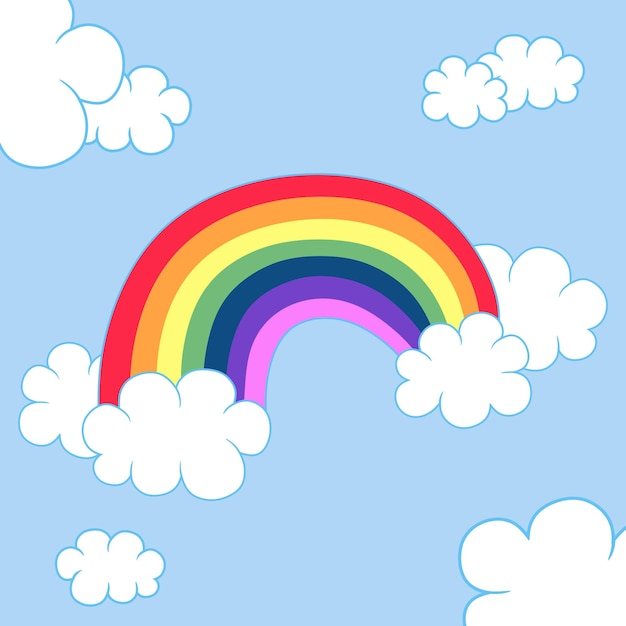 Ilustração simples de arco-íris colorido no céu