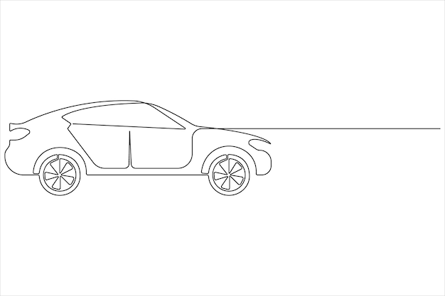 Ilustração simples de arte de linha única contínua de vetor de carro
