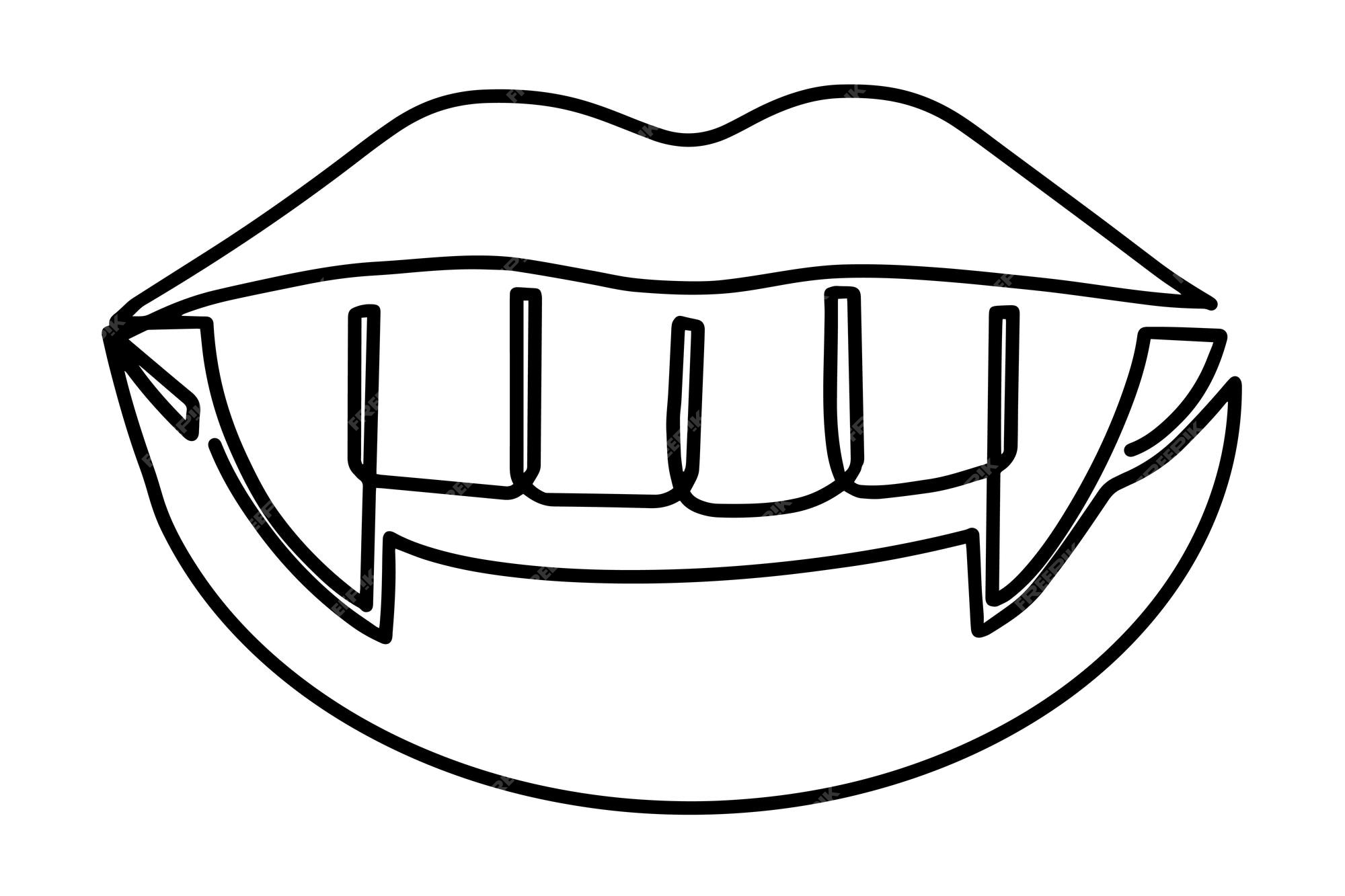 dentes e lábios de vampiro para o halloween. desenho vetorial