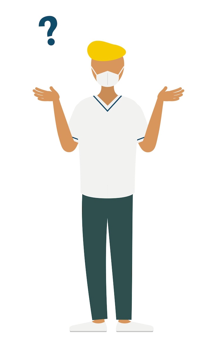 Vetor ilustração simples de um enfermeiro com um regente questionando