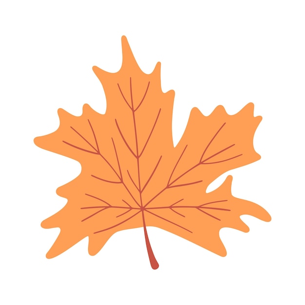 Ilustração simples de uma folha de bordo laranja simbolizando o outono o design é minimalista com limpo
