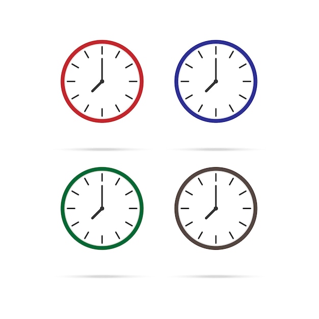 Ilustração simples do relógio com as setas hora minuto e segundo isolado no fundo branco