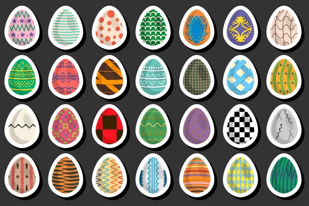 Ilustração sobre o tema da celebração do feriado da páscoa com ovos brilhantes coloridos de caça