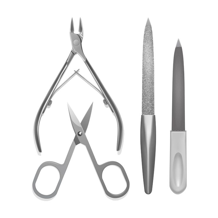 Vetor ilustração sobre o tema de ferramentas de manicure isoladas em um fundo branco formato vetorial