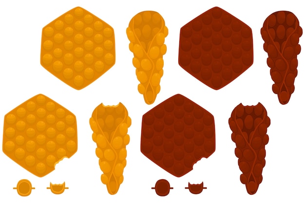 Ilustração sobre o tema grande kit diferentes tipos de cone waffle com bolhas