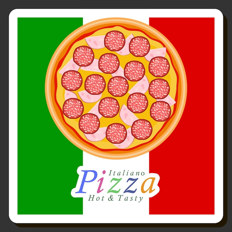 Vetor ilustração sobre o tema grande pizza quente e saborosa para o menu da pizzeria