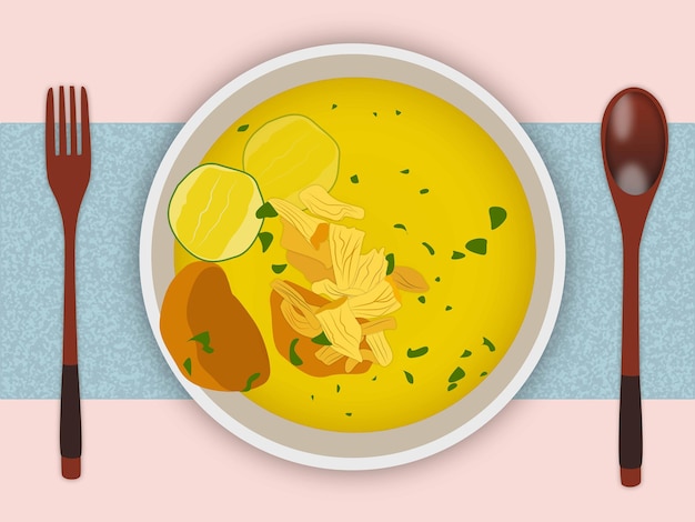 Ilustração Soto ayam kampung