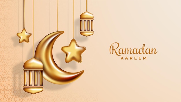 Ilustração tridimensional realista de ramadan kareem