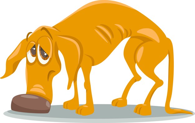 Ilustração triste dos desenhos animados do cão desabrigado