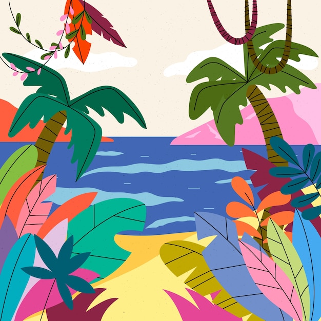 Vetor ilustração tropical desenhada à mão