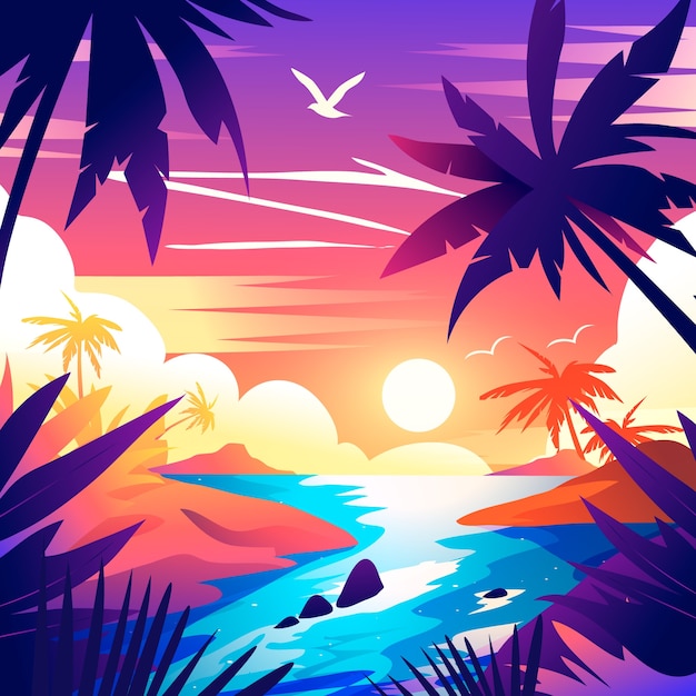 Vetor ilustração tropical em gradiente