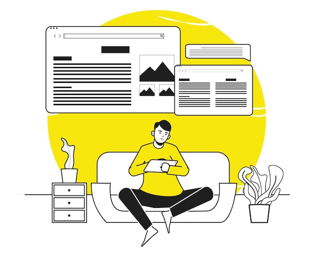 ilustração única de trabalho em casa