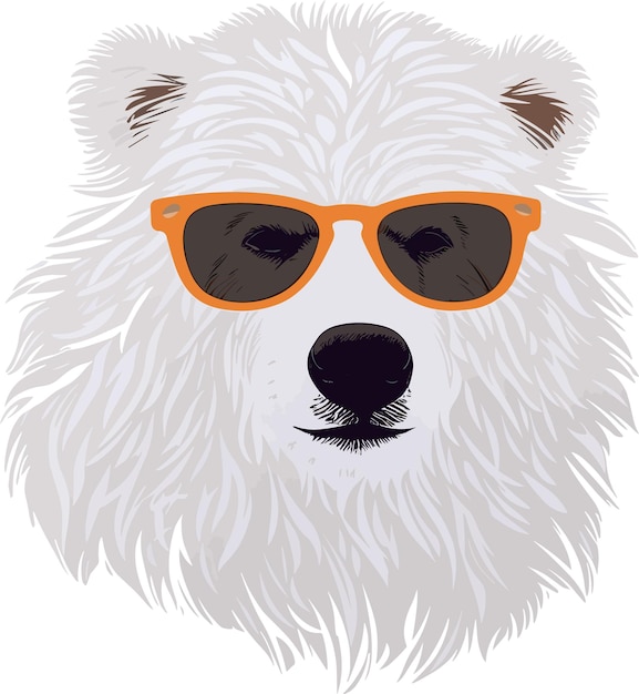Ilustração urso polar legal com vetor de adesivo de óculos de sol