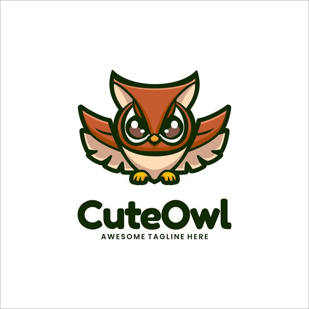 Vetor ilustração vector cute owl mascot cartoon style