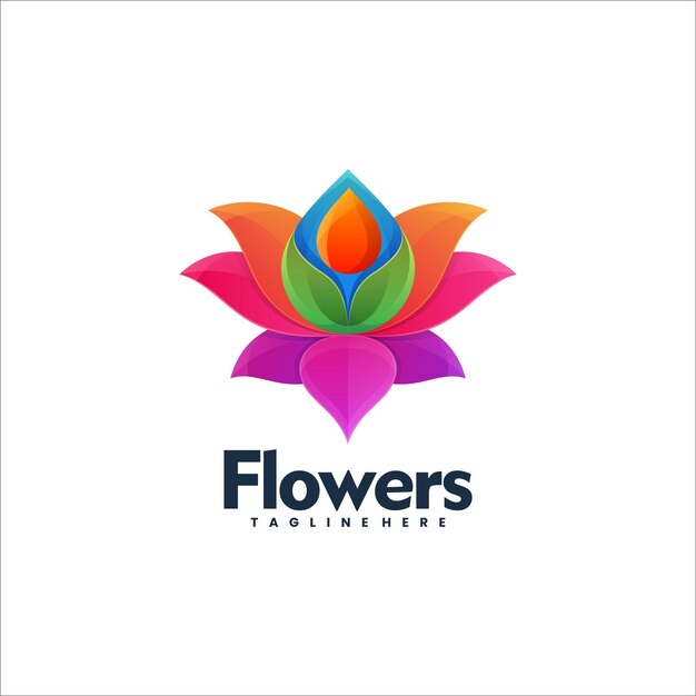 Vetor ilustração vector flor de lótus gradiente estilo de logotipo colorido