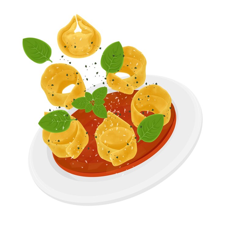 Vetor ilustração vector logo clipart levitação tortellini al ragu ou tortellino bolognese