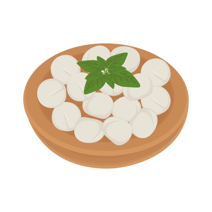 Vetor ilustração vector logo clipart mozzarella bolas de queijo ou bolas de mozzarella