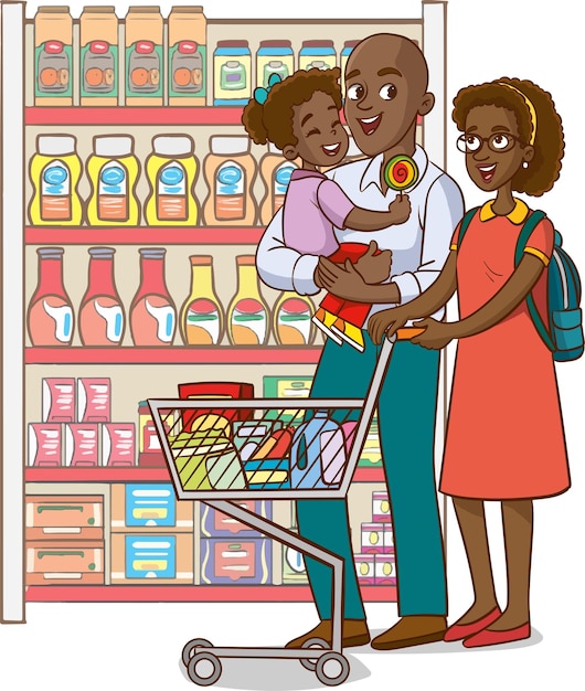 Vetor ilustração vectorial de compras em família