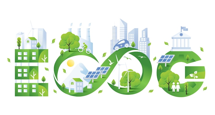 Vetor ilustração verde esg sustentável