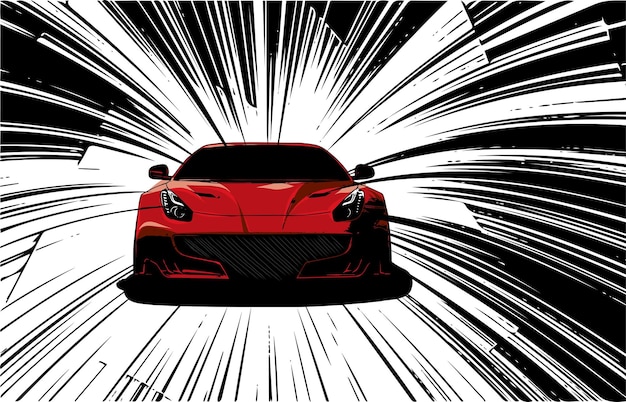 Vetor ilustração vermelha da velocidade do super car vector na estrada