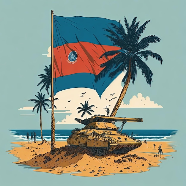Vetor ilustração vetor camiseta ilha móvel montanha design colorido