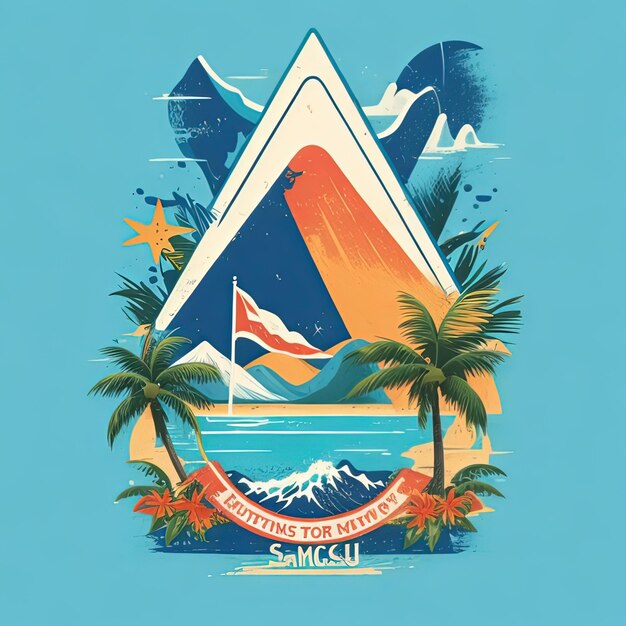 Ilustração vetor camiseta ilha móvel montanha design colorido