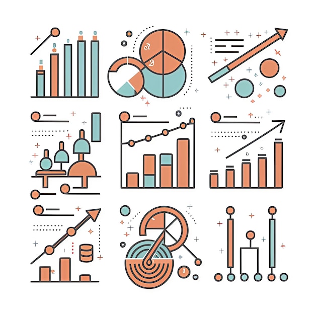 Vetor ilustração vetorial 2d e contrata gráfico de um gráfico com um diagrama de gráficos e gráficos