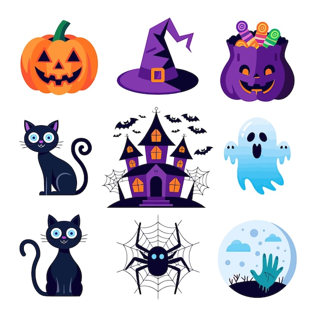 Ilustração vetorial 2d T-shirt de Halloween ícone de design itens personagem fantasma velas em abóbora esculpida