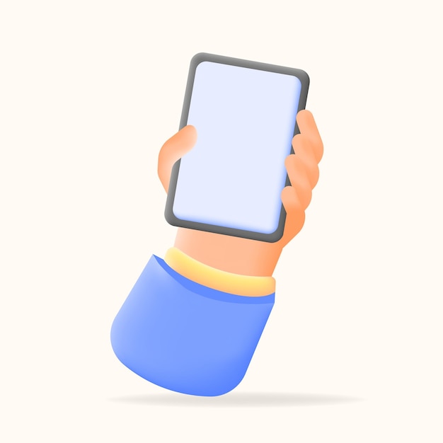 Ilustração vetorial 3D com ícone de smartphone na mão Ideal para desenvolvimento de aplicativos móveis tecnológicos