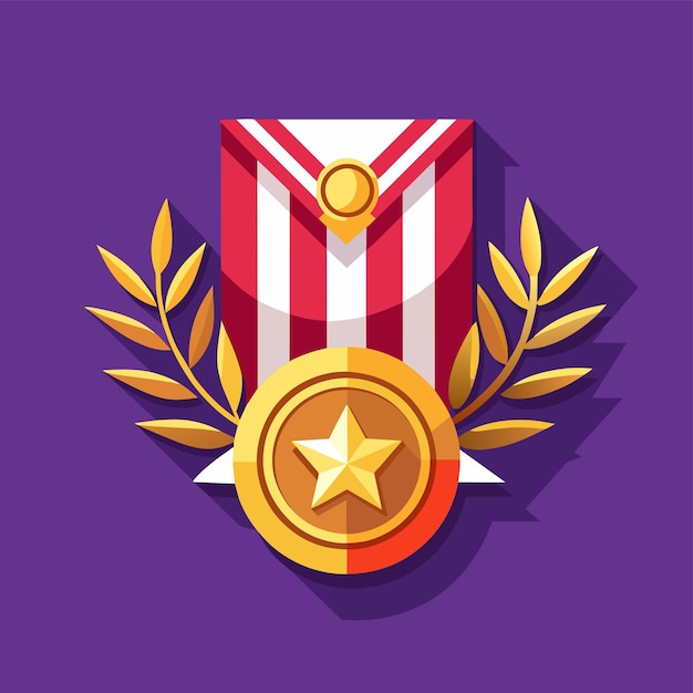 Vetor ilustração vetorial 3d de medalha de ouro