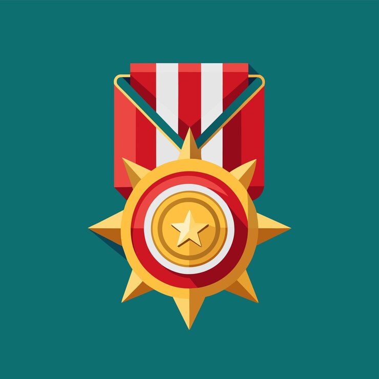 Vetor ilustração vetorial 3d de medalha de ouro