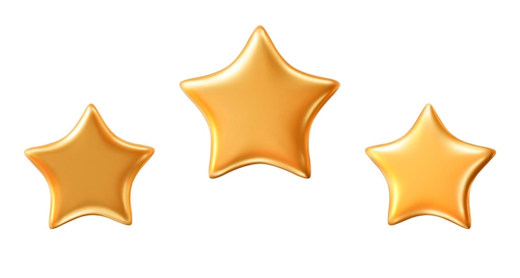 Vetor ilustração vetorial 3d de três estrelas douradas em fundo branco isolado