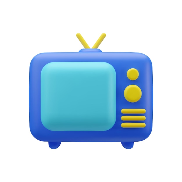 Ilustração vetorial 3d de tv retro minimalista 3d.