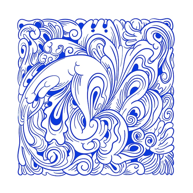 Ilustração vetorial abstrata de rabiscos étnicos e culturais em cor azul para plano de fundo