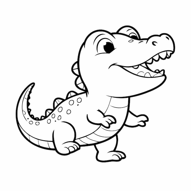 Ilustração vetorial bonita Alligador para crianças atividade de coloração