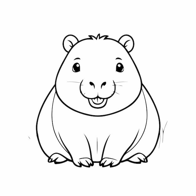 Vetor ilustração vetorial bonita desenho de capybara para crianças pequenas atividade de coloração