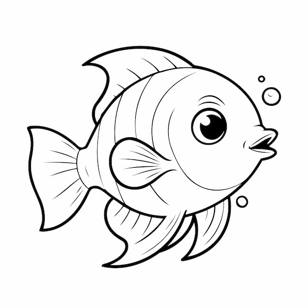 Vetor ilustração vetorial bonita desenho de peixe-anjo para crianças página